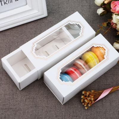 White Cookie Box with Grid for 5 Macarons or Biscuits Candies Cookies Container Macaron Packaging Box with Clear Window