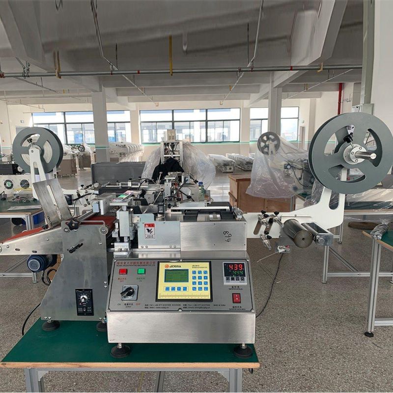 (JQ-3012) Fully Automatic Hot & Cold Label Cutter for Polyester Textiles / Jingda High Speed Polyester Satin Ribbon Label Cutting Machine